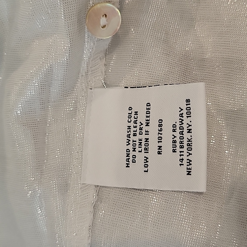 silver metallic pockets roll tab sleeves blouse 18 - Picture 6 of 10